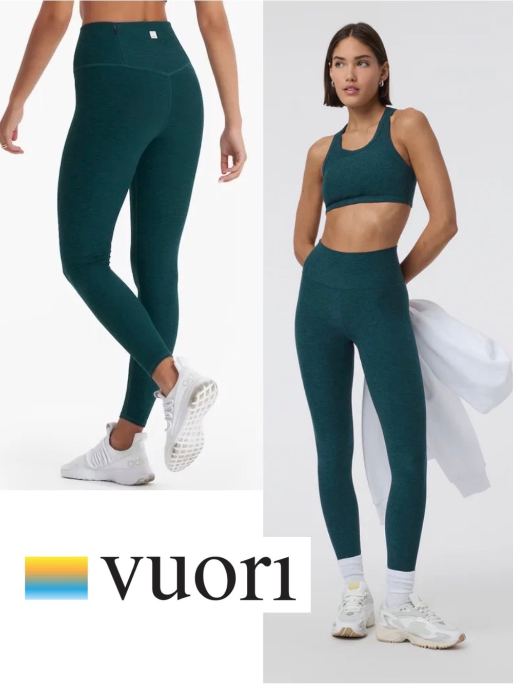 Vuori Clean Elevation Leggings High Rise 7/8 Ankle Evergreen Teal L